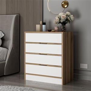 Dmora Cassettiera Bocaprins 70x40x80h cm Bianco 4 Cassetti Apertura Scorrevole, Chiusura Scorrevole