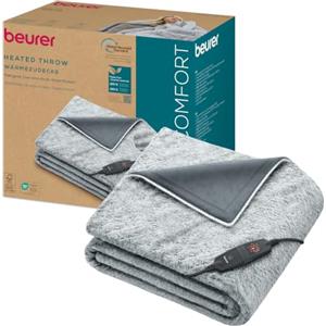 Beurer Termocoperta Beurer HD 75 Nordic Grey coperta termica traspirante in grigio di tendenza in materiale riciclato, 6 livelli di temperatura di cui 2 ECO e spegnimento automatico