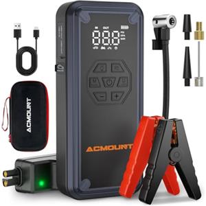 Acmount 8000A Booster Avviamento Auto con Compressore 150PSI, Acmount 21800mAh Booster Avviamento Auto/Moto (Tutti GasL/Diesel 12L), Avviatore Emergenza per Auto con Ricarica Rapida 18W, 800 Lumen LED