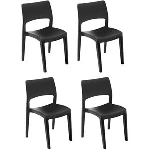 Dmora Set di 4 sedie da Esterno Tropea, Seduta da Giardino, per Indoor o Outdoor, Impilabile, Made in Italy, 50x51 h82 cm, Antracite