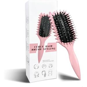 longyier Spazzola per Ricci con Punte per Definire, Pettinare e Modellare Capelli - Riduce Trazione e Separazione per Uomini e Donne (Rosa, 24cm)