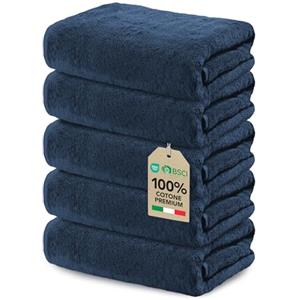 Ôhm Asciugamano Viso Cotone 30x30 cm Blu Navy Set da 5 | Asciugamano viso 30x30 cm 100% cotone 500 g/m², morbido, molto assorbente, asciugatura rapida, Oeko-Tex