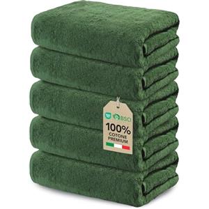 Ôhm Asciugamano Viso Cotone 30x30 cm Verde Abete Set da 5 | Asciugamano viso 30x30 cm 100% cotone 500 g/m², morbido, molto assorbente, asciugatura rapida, Oeko-Tex