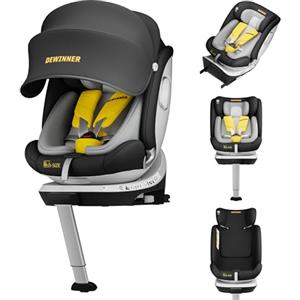 DEWINNER Seggiolini Auto da 0 a 36kg ISOFIX - Seggiolino Auto Girevole a 360°,I-Size Gruppo0+1/2/3,Cntura a 5 punti,RWF,FWF,Poggiatesta regolabile,Tettuccio Anti-UV + Gamba di Supporto,ECE R129 (Nero)