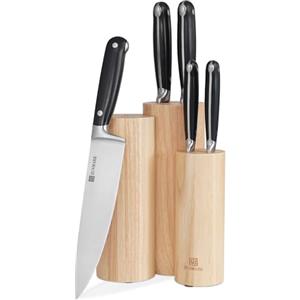 ZUNMARK Set Coltelli da Cucina 6 Pezzi Serie Skylark | Blocco Legno Gomma