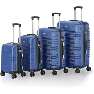 Juskys set di valigie rigide 4 pezzi - lucchetto a combinazione, ruote silenziose a 360°, grande, manico telescopico, leggero - valigie in blu