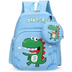 Aucuu Zainetti per Bambini, Zaino Bambina Scuola Elementare, Zainetto per Ragazze Grande Capacità, Leggero Elementare Zaino Multi Scomparto per Viaggi Campeggio, Dinosauro azzurro cielo