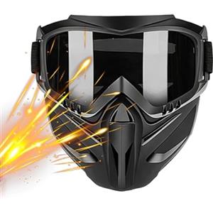 Jvjggag Maschera Viso Antiappannamento Da Moto - Con Occhiali Protettivi Rimovibili Antivento E Antipolvere - Copertura Facciale Completa Regolabile 2 In 1 - Per Sci, Saldatura, Ciclismo, Lavoro,