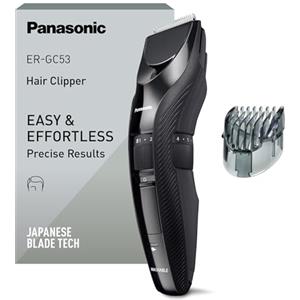 Panasonic ER-GC53-K503 Tagliacapelli da Uomo, Tagliacapelli Portatile Cordless Impermeabile, 19 Impostazioni di Lunghezza, 1 Accessorio, Funzionamento Wireless e con Cavo, Nero