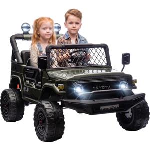 AIYAPLAY Macchina Elettrica per Bambini 24V Fuoristrada 2 Posti TOYOTA FJ | Batteria al Litio, Motore 200W, Auto Elettrica Bambini, Telecomando, Sospensioni, Luci, Musica MP3, 3-6km/h, 3-8 Anni, Verde