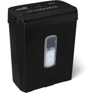 Amazon Basics - Distruggidocumenti con Taglio Incrociato, 6 Fogli, con Finestra Trasparente, per Documenti A4 e Carte di Credito, Cestino da 14L, Nero
