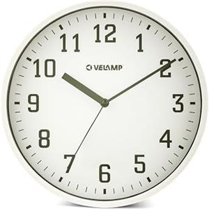 Velamp Orologio da parete al quarzo rotondo 25 cm, orologio da parete senza ticchettio, orologio da muro moderno e silenzioso 10 pollici. Numeri facili da leggere. Ideale per ufficio,cucina,scuola,palestra
