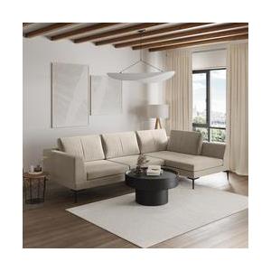DEGHI Divano angolare 3 posti in tessuto beige effetto maglia con chaise longue destra - Renesmee