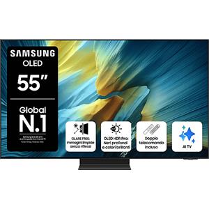 SAMSUNG QE55S95FATXZT, Smart TV OLED 55'', Vision AI, 4K, Processore NQ4 AI Gen3, 4K Upscaling Pro, Glare Free, HDR Dolby Atmos & OTS+, Infinity One Design