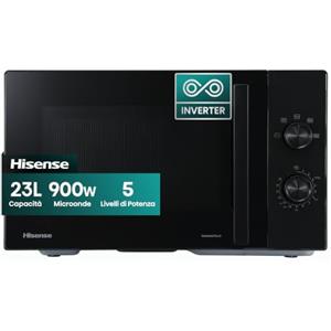 Hisense Forno a microonde Inverter 23L, potenza 900W | 5 livelli di potenza, Rivestimento in ceramica, Vetro oscurato premium, Cottura uniforme, Facile da pulire, Controllo manuale