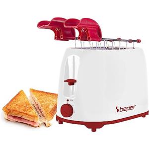 BEPER P101TOS100 Tostapane con Pinze in Acciaio Inox, 7 Livelli di Doratura, Cassetto Raccoglibriciole, 2 Ampie Fessure