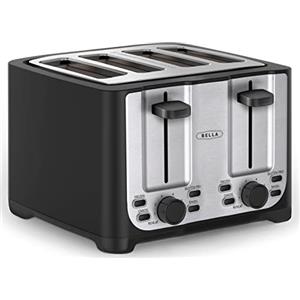 bella Tostapane a 4 Fette con Spegnimento Automatico, Fessure Extra Larghe e Vassoio Raccogli Briciole Rimovibile e Funzione Annulla, Scongela e Riscalda, Per Pane, Bagel e Waffle, Nero