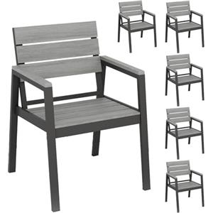 JUMMICO Sedia da Esterno in Alluminio Aspetto Legno - Antiruggine, Facile da Pulire e Imputrescibile, Portata Massima 160kg, Per Giardino, Cortile, Balcone