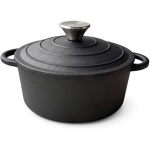 KIANGKIANG Pentola in ghisa con coperchio (nero opaco) | Adatto per piani cottura a induzione, forno fino a 260 °C, lavabile in lavastoviglie, ideale per stufato/arrosti