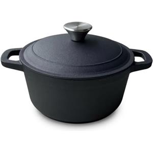 KIANGKIANG Pentola in ghisa con coperchio per il pane (nero ferro) | Adatto per piani cottura a induzione, forno fino a 260 °C, lavabile in lavastoviglie, ideale per stufato/arrosti