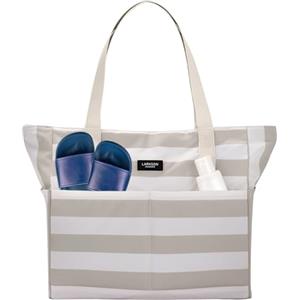 LARKSON Borsa Mare Donna Uomo Beige - Linn | Borsone da Spiaggia Grande per Vacanze, Sport, Università, Viaggio, Tote Bag Shopper Con Cerniera