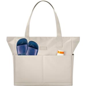 LARKSON Borsa Mare Donna Uomo Beige - Linn | Borsone da Spiaggia Grande per Vacanze, Sport, Università, Viaggio, Tote Bag Shopper Con Cerniera