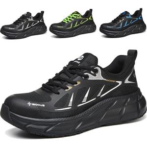 ISOOUS Scarpe Antinfortunistiche Uomo Scarpe da Lavoro Donna Leggere 36-47 EU | Scarpe Sicurezza con Punta in Acciaio Traspiranti Comode Antiscivolo Scarpe da Cantiere Unisex