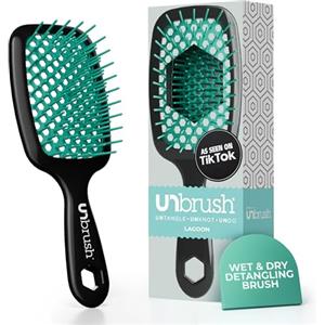 FHI Heat Spazzola Capelli Indolore UNbrush, Adatta a Tutti i Tipi di Capelli, Bagnati o Asciutti - Spazzola Districante per Capelli Ventilata con Setole Antistatiche DuoFlex - Teal Laguna