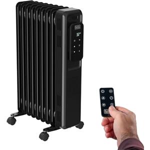 BLACK+DECKER - Radiatore ad olio 2000W | Termosifone elettrico | 9 elementi | 3 livelli di potenza | Regolabile | Timer 24 h | Ultra silenzioso | Protezione surriscaldamento | Display digitale