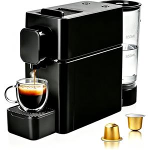 RYing Macchina da Caffè Capsule 19 Bar Compatta Espresso,Nero | 2 Formati Programmabili (Espresso e Lungo), Serbatoio 850ML e Ampio Contenitore per Ufficio e Casa Espresso Cremoso.