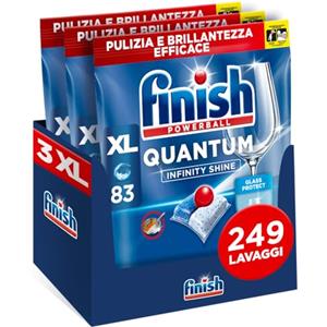 Reckitt Finish Quantum Infinity Shine Pastiglie Lavastoviglie, 249 Capsule, per una Pulizia Profonda e Stoviglie Brillanti