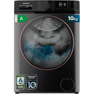 Cecotec Lavatrice a Carica Frontale 10 Kg Bolero Dresscode 10610 Inverter Steel A. 2000W, 1400 RPM, Classe A, Steam Max, Motore Inverter Plus, 15 Programmi, Onsmart, Fuzzy Logic, Smooth Wash, Stop&Go