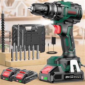 CEEIGOO Trapano Avvitatore Brushless CEEIGOO 21V, 42N.m, 2 Batterie 2,0Ah | Motore brushless, 42N.m, 2 batterie 2,0Ah, 2 velocità, 18+1 regolazioni, LED e 14 accessori per il fai da te