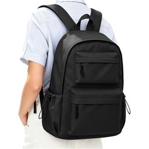 HYC00 Zaino scolastico secondario per ragazze adolescenti ragazzi impermeabile 14 zaino per laptop borsa per donne uomini zaino casual da viaggio per studenti universitari borsa da lavoro, C01-nero