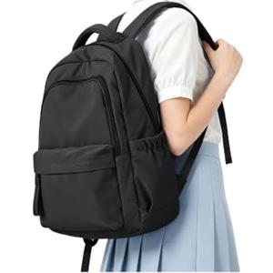 HYC00 Zaino Scuola Superiore Ragazza,Zaino da Scuola Media Ragazzo | Resistente All'acqua Zaino Porta PC Donna Zaino Universita Uomo Leggero Zainetto Casual da Viaggio Backpack Lavoro,E-Nero