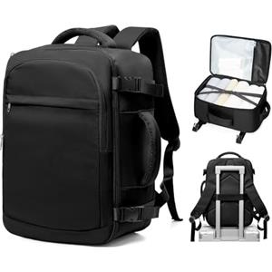 BOXSAM Zaino Ryanair 40x30x20 Bagaglio a Mano Aereo Impermeabile Zaino da Cabina | Zaino da Viaggio Donna Uomo per Weekend Viaggi di Lavoro Leggero Resistente per Laptop Business Nero
