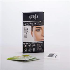 Victoria Beauty Strisce di cera depilatoria viso e zona bikini con carbone attivo 20 pz + 2 salviette