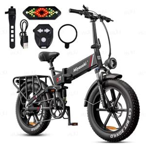 Miyazaki Bicicletta Elettrica Pieghevole per Adulti, Telaio in Alluminio Aerospaziale, Motore Brushless, Ebike Pieghevole con Batteria Removibile da 48V 14Ah, Pneumatici Fat da 20"x4.0"