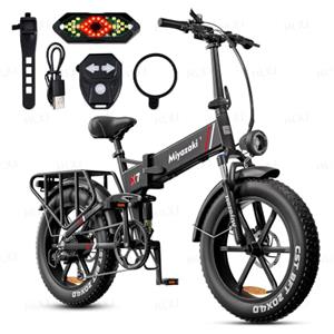 Miyazaki X7 Bicicletta Elettrica Pieghevole per Adulti, Telaio in Alluminio Aerospaziale, Motore Brushless, Ebike Pieghevole con Batteria Removibile da 48V 14Ah, Pneumatici Fat da 20"x4.0"