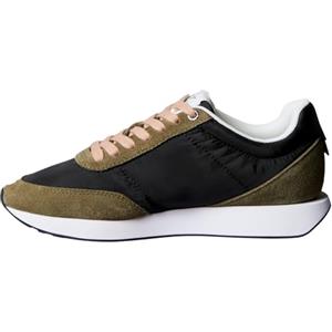 Calvin Klein Donna Sneakers Running Retro Lace Up Profilo Basso, Multicolore (Black/Capers), 35