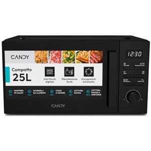 Candy Forno a Microonde con Grill 25 Litri, 850W, Nero | 5 Livelli di Potenza, Piatto Girevole, Funzione Defrost, Apertura Laterale, App hOn, CMW525GDB 011