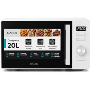 Candy Forno a Microonde con Grill 20 Litri, 700W, Bianco | Piatto Girevole, Display Digitale, App hOn, 5 Livelli di Potenza, Grill 1000W, 44x34x25,9 cm, YEUMW3C20GDW