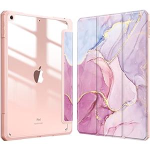 FINTIE Cover per iPad 9a/8a/7a Generazione 10,2 Pollici (2021/2020/2019) | [con Portapenne] Antiurto Sottile Custodia Posteriore Trasparente Case con Auto Sveglia/Sonno, Glittering Marble