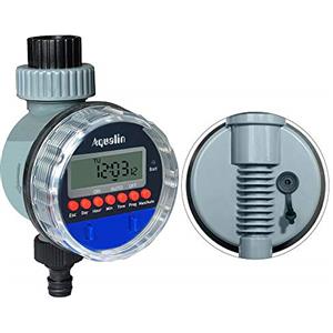 Aqualin Timer LCD per irrigatori Regolatore elettronico da Giardino per impianto di irrigazione con valvola a Sfera, Compatibile con sensore Pioggia …