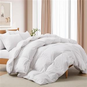 Deodar Piumino in Piuma d'Oca Matrimoniale Invernale 200x220 | 420gr/m² in Piumino e Piume per 4 Stagioni | Tessuto Puro Cotone | Lavabile | Certificato Öko-Tex e RDS | Bianco