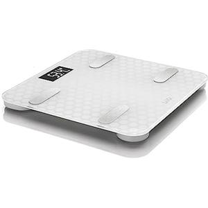 Laica Bilancia Pesapersone Elettronica Smart Ps7011, Misura Il Peso E La Composizione Corporea, Design Italiano, Elegante, Bianco, 30x20x2.4