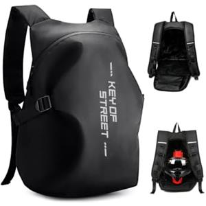 HYC00 Zaino Moto Impermeabile Uomo Donna, Riflettente Zaino per Casco Moto | Leggero Zaino Porta Casco da Moto Zaini da Viaggio Zainetto da Ciclismo Grand Zaini da Hiking per Outdoor Campeggio,B-Nero