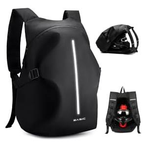 HYC00 Zaino Moto Impermeabile Uomo Donna, Riflettente Zaino per Casco Moto | Leggero Zaino Porta Casco da Moto Zaini da Viaggio Zainetto da Ciclismo Grand Zaini da Hiking per Outdoor Campeggio,D-Nero