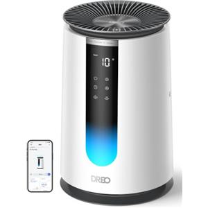 DREO Purificatore Aria Camera 195 m³/h CADR, 338S Puri Ficatore Aria, 3-in-1 HEPA Filtro, 4 Modalità, 4 Velocità, display AQl, Sensore PM2.5, Modalità Auto, Cuscino Aroma, Wi-Fi/Controllo Vocale