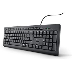 Trust Taro Tastiera USB Cablata Layout Italiano QWERTY, Nero | Cavo di 1.8 Metri, Resistente ai Liquidi, Tastiera PC con Filo per Computer Laptop Notebook Mac Windows